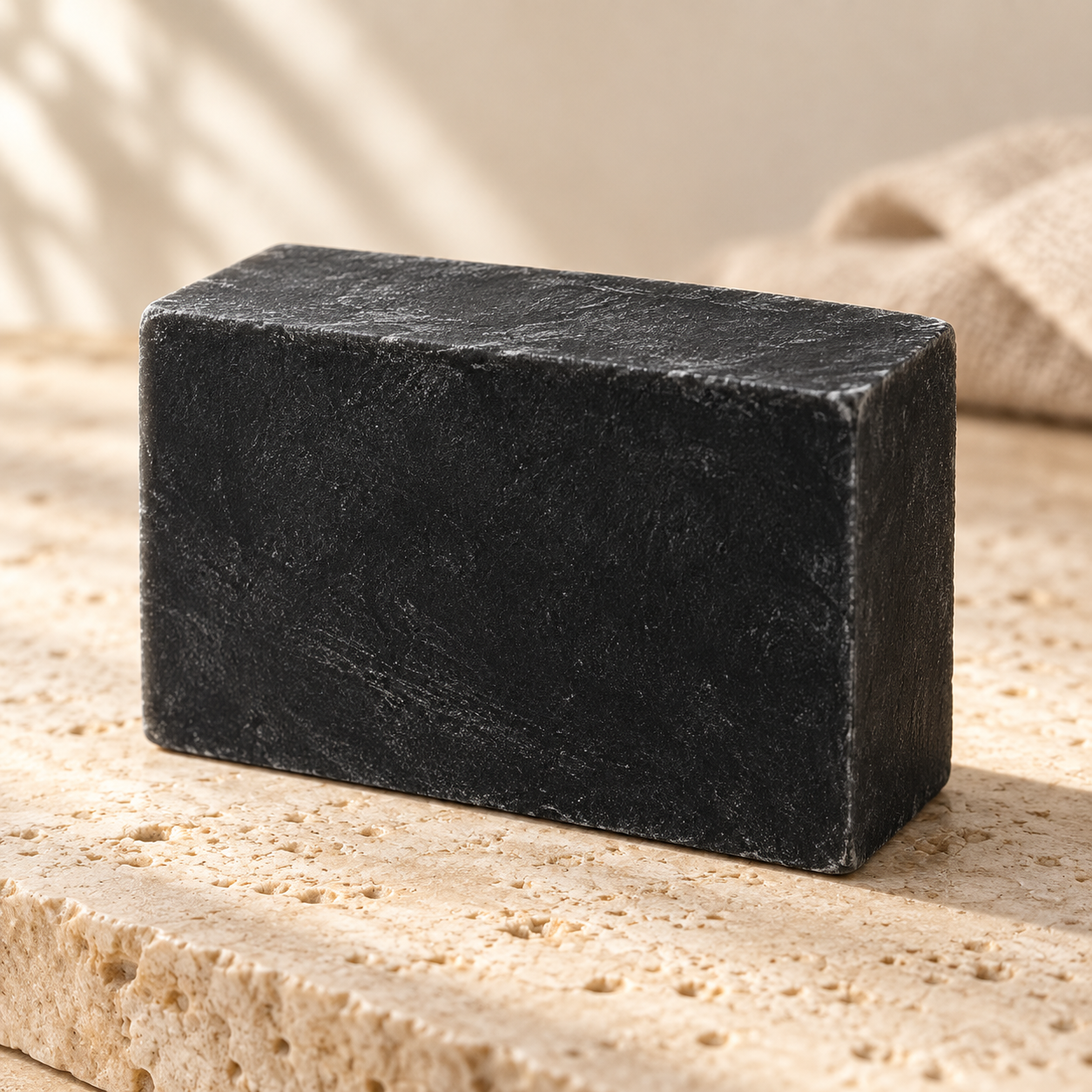 Barra rectangular cortada a mano del Jabón Detox de Carbón Activado