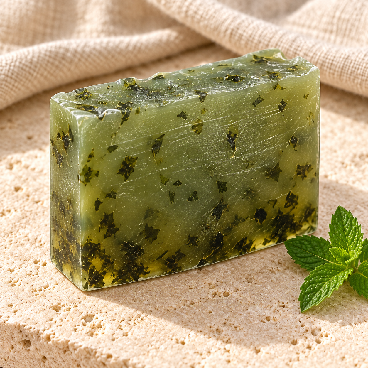 Barra cortada a mano del Jabón Refrescante de Aloe Vera y Menta